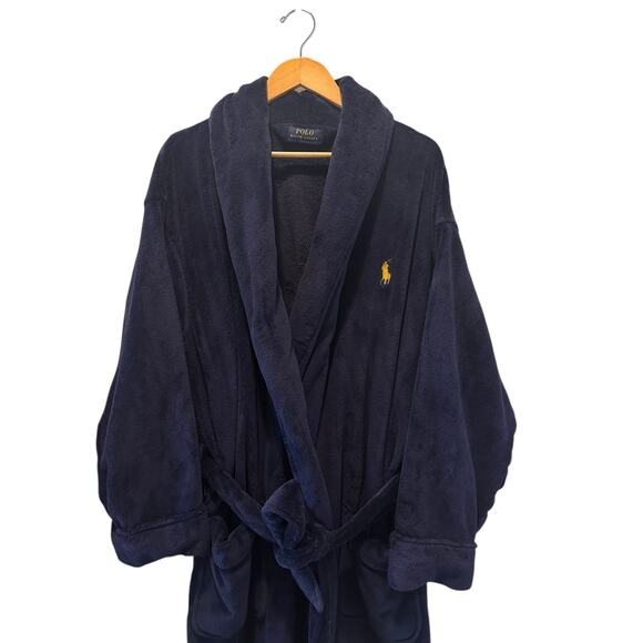 Polo Ralph Lauren Plush Fleece Robe – Navy One Size WinterEssentials HolidayGift - Picture 5 of 8